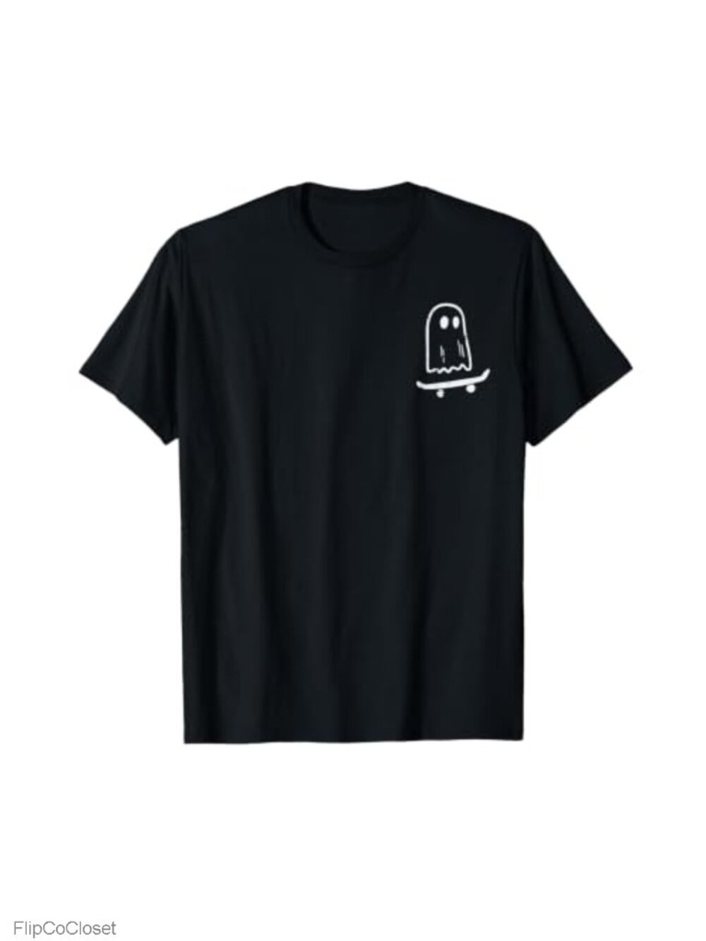 Retro Ghost On Skateboard Halloween Costume T-Shirt Kids Boys Girls Funny Tee
